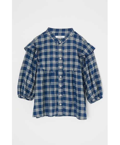 moussy (マウジー)チェックブラウス MOUSSY（マウジー）の「RUFFLE INDIGO CHECK ブラウス（シャツ
