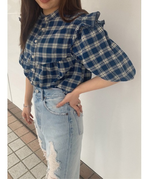 moussy (マウジー)チェックブラウス セール】FRONT TIED CHECK シャツ（シャツ/ブラウス）｜MOUSSY