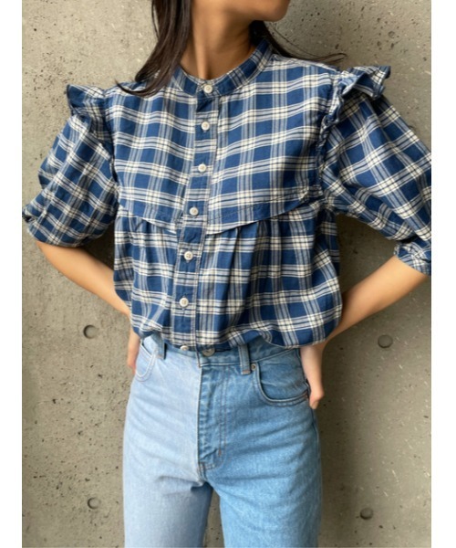 moussy (マウジー)チェックブラウス セール】LAYERED GATHERED CHECK ブラウス（シャツ/ブラウス