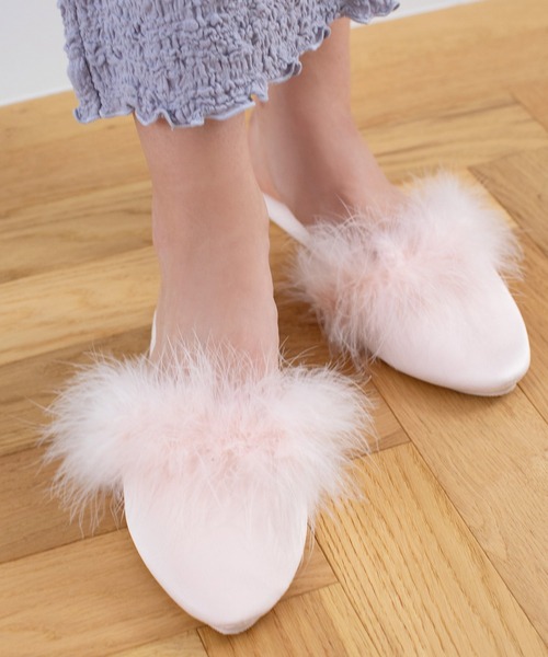 REVEYU(レブユー)の「REVEYU/Sheer Tote bag set fur room mules(ルームシューズ/スリッパ・レディース・ブラック/ライトピンク・FREE)」の1枚目の写真