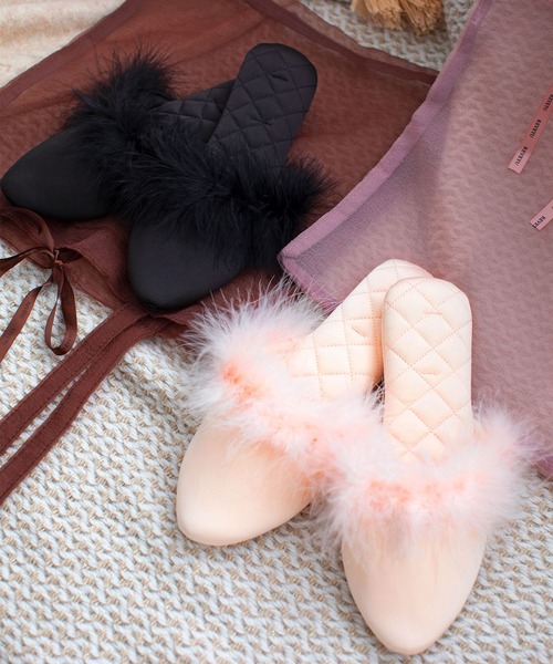 REVEYU(レブユー)の「REVEYU/Sheer Tote bag set fur room mules(ルームシューズ/スリッパ・レディース・ブラック/ライトピンク・FREE)」の2枚目の写真