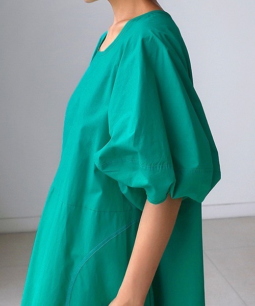 a lot of love（ア ロット オブ ラブ）の「ビッグランタンスリーブ　フレアワンピース（ワンピース・レディース・ホワイト/ブラック/グリーン・L/S/M/XL）」の11枚目の写真