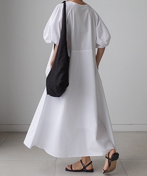 a lot of love（ア ロット オブ ラブ）の「ビッグランタンスリーブ　フレアワンピース（ワンピース・レディース・ホワイト/ブラック/グリーン・L/S/M/XL）」の17枚目の写真