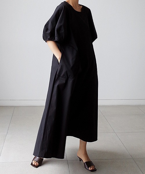 a lot of love（ア ロット オブ ラブ）の「ビッグランタンスリーブ　フレアワンピース（ワンピース・レディース・ホワイト/ブラック/グリーン・L/S/M/XL）」の7枚目の写真