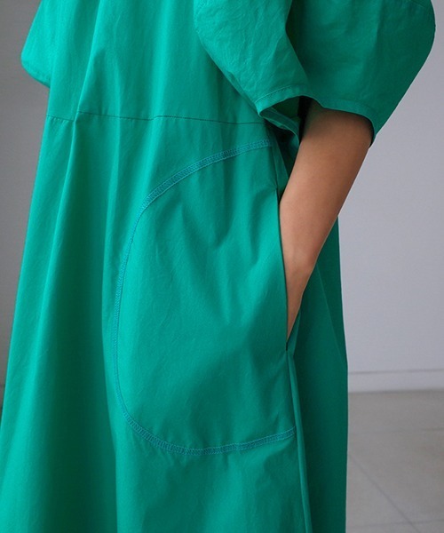 a lot of love（ア ロット オブ ラブ）の「ビッグランタンスリーブ　フレアワンピース（ワンピース・レディース・ホワイト/ブラック/グリーン・L/S/M/XL）」の10枚目の写真