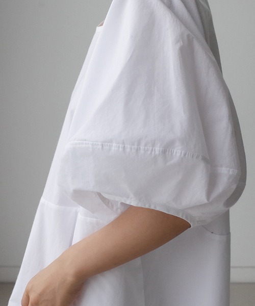 a lot of love（ア ロット オブ ラブ）の「ビッグランタンスリーブ　フレアワンピース（ワンピース・レディース・ホワイト/ブラック/グリーン・L/S/M/XL）」の15枚目の写真