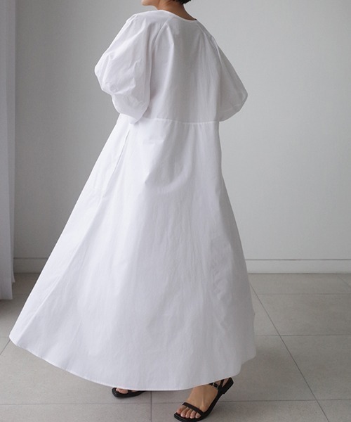 a lot of love（ア ロット オブ ラブ）の「ビッグランタンスリーブ　フレアワンピース（ワンピース・レディース・ホワイト/ブラック/グリーン・L/S/M/XL）」の19枚目の写真