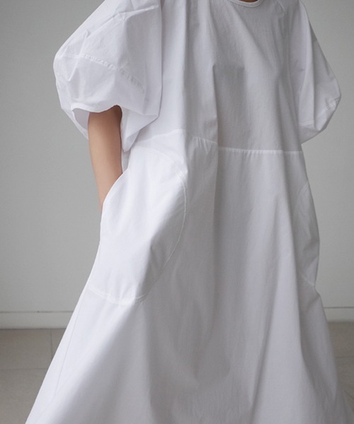 a lot of love（ア ロット オブ ラブ）の「ビッグランタンスリーブ　フレアワンピース（ワンピース・レディース・ホワイト/ブラック/グリーン・L/S/M/XL）」の18枚目の写真