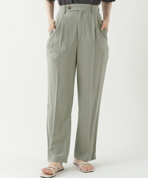 RAY CASSIN（レイカズン）の「レーヨンリネンタブ付きタックパンツ（その他パンツ・レディース・ベージュ/キナリ/カーキ・FREE）」の3枚目の写真