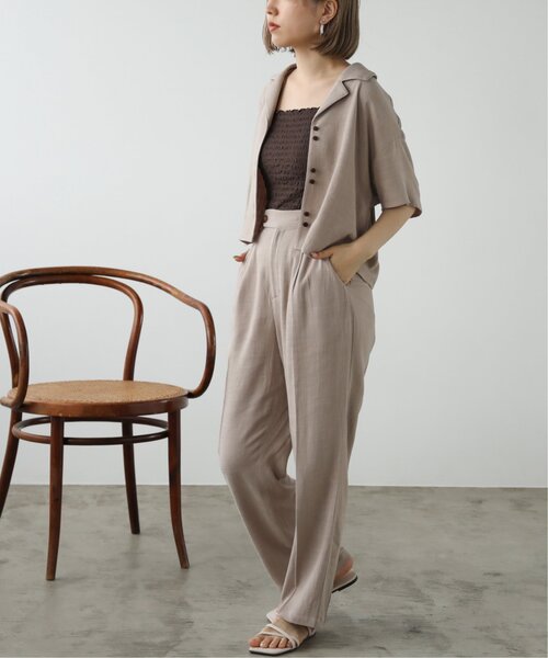 RAY CASSIN（レイカズン）の「レーヨンリネンタブ付きタックパンツ（その他パンツ・レディース・ベージュ/キナリ/カーキ・FREE）」の9枚目の写真