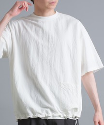 メンズ 接触冷感レーヨンナイロン裾ドローコード付きビッグTシャツ