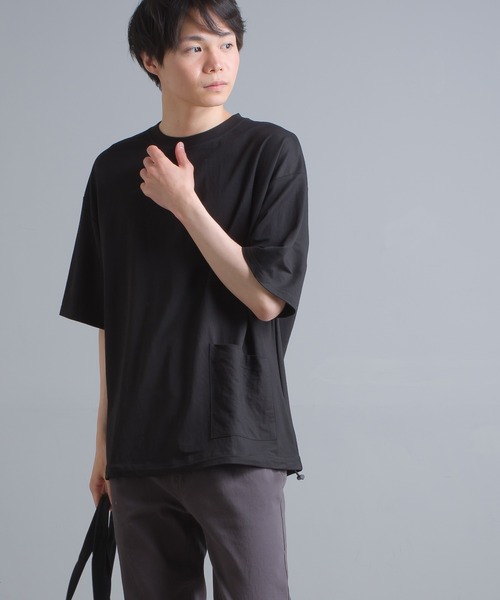 OMNES Another Edition（オムネス アナザーエディション）の「メンズ 接触冷感レーヨンナイロン裾ドローコード付きビッグTシャツ（Tシャツ/カットソー・メンズ・ブラック/グリーン/ホワイト・LARGE/MEDIUM）」の21枚目の写真