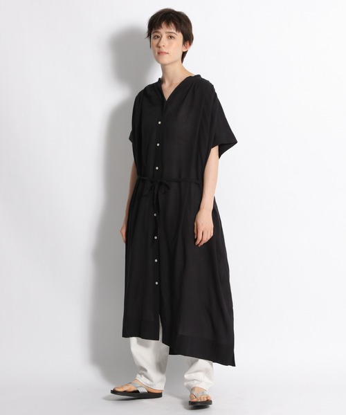 未使用タグ付 クロスアンドクロス 上質 綿 ギャザーワンピース バンドカラー 黒 楽天市場】MICA & DEAL(マイカ＆ディール) バンドカラーシャツ