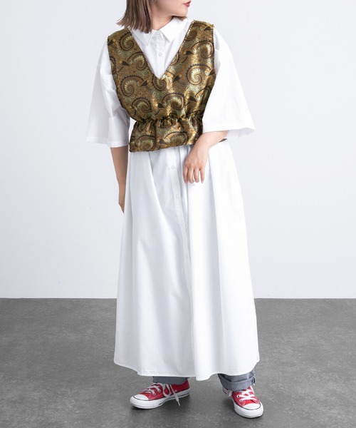 kutir（クティール）の「半袖シャツワンピ―ス（シャツワンピース・レディース・ホワイト/ブラック/サックスブルー・FREE）」の6枚目の写真