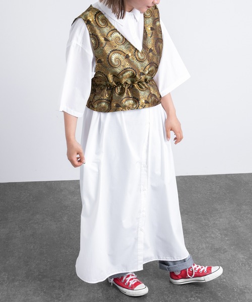 kutir（クティール）の「半袖シャツワンピ―ス（シャツワンピース・レディース・ホワイト/ブラック/サックスブルー・FREE）」の5枚目の写真