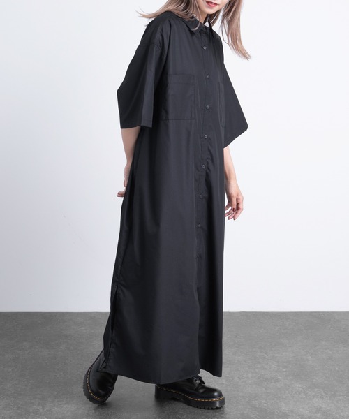 kutir（クティール）の「半袖シャツワンピ―ス（シャツワンピース・レディース・ホワイト/ブラック/サックスブルー・FREE）」の12枚目の写真