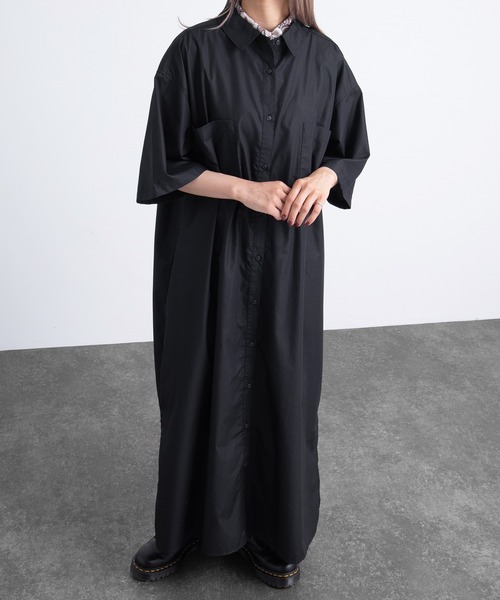 kutir（クティール）の「半袖シャツワンピ―ス（シャツワンピース・レディース・ホワイト/ブラック/サックスブルー・FREE）」の9枚目の写真