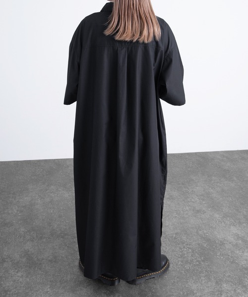 kutir（クティール）の「半袖シャツワンピ―ス（シャツワンピース・レディース・ホワイト/ブラック/サックスブルー・FREE）」の11枚目の写真