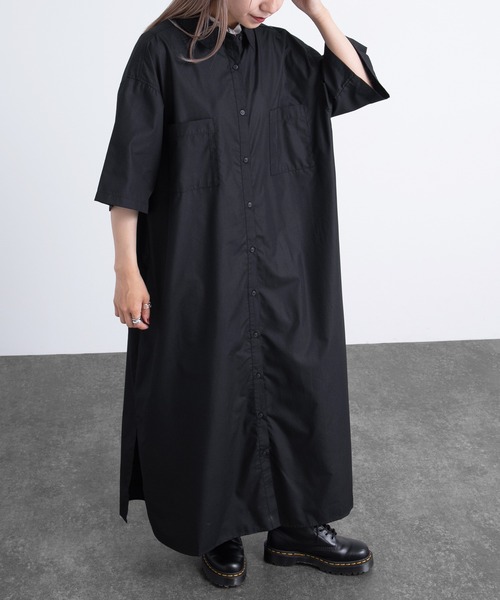 kutir（クティール）の「半袖シャツワンピ―ス（シャツワンピース・レディース・ホワイト/ブラック/サックスブルー・FREE）」の10枚目の写真