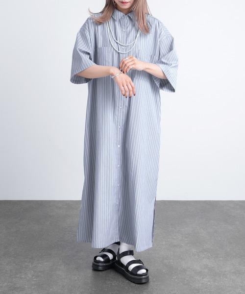 kutir（クティール）の「半袖シャツワンピ―ス（シャツワンピース・レディース・ホワイト/ブラック/サックスブルー・FREE）」の17枚目の写真