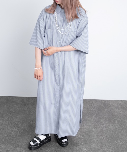 kutir（クティール）の「半袖シャツワンピ―ス（シャツワンピース・レディース・ホワイト/ブラック/サックスブルー・FREE）」の14枚目の写真