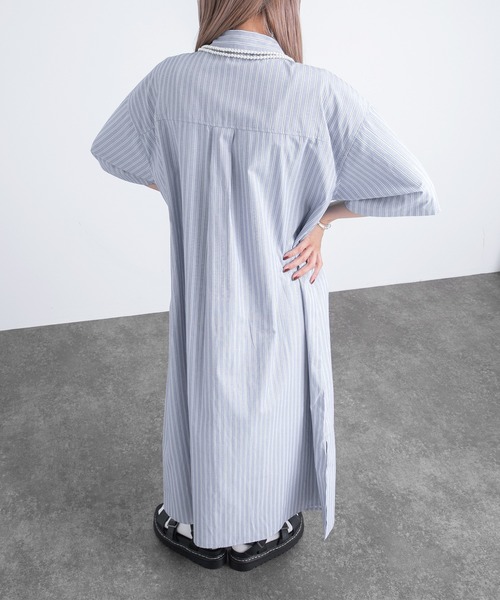 kutir（クティール）の「半袖シャツワンピ―ス（シャツワンピース・レディース・ホワイト/ブラック/サックスブルー・FREE）」の16枚目の写真