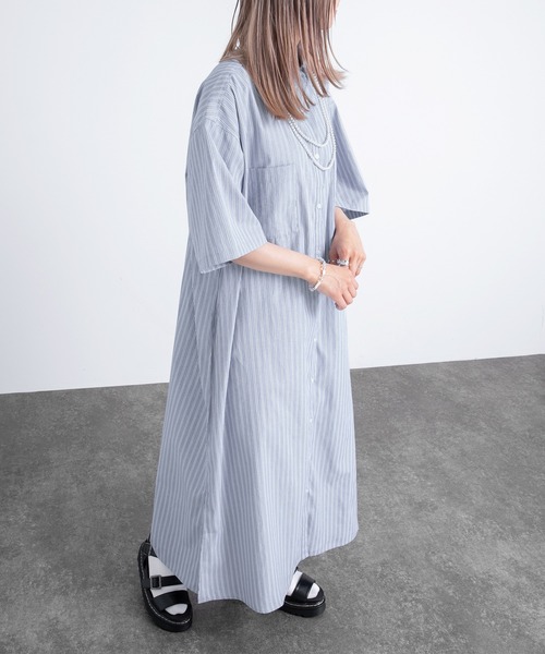 kutir（クティール）の「半袖シャツワンピ―ス（シャツワンピース・レディース・ホワイト/ブラック/サックスブルー・FREE）」の15枚目の写真