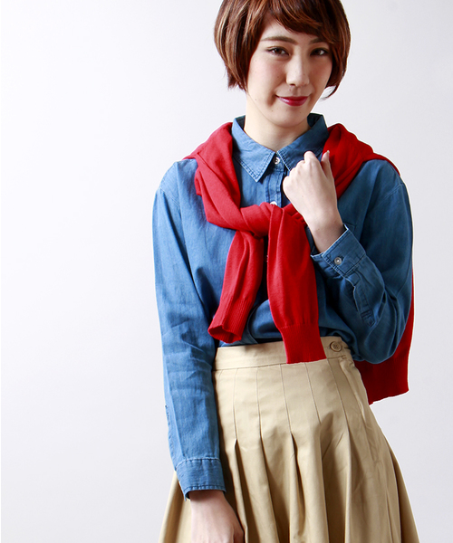 WEGO(ウィゴー)の「WEGO/デニムBIGシャツ(シャツ/ブラウス・レディース・インディゴブルー/ダークインディゴブルー・FREE)」の2枚目の写真