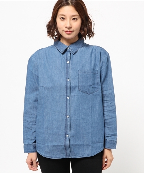 WEGO(ウィゴー)の「WEGO/デニムBIGシャツ(シャツ/ブラウス・レディース・インディゴブルー/ダークインディゴブルー・FREE)」の3枚目の写真