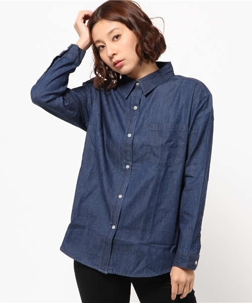 WEGO(ウィゴー)の「WEGO/デニムBIGシャツ(シャツ/ブラウス・レディース・インディゴブルー/ダークインディゴブルー・FREE)」の12枚目の写真