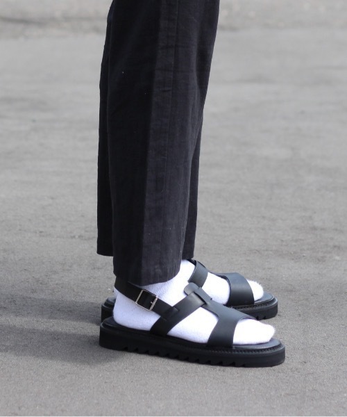 INTER FACTORY（インターファクトリー）の「WEARISTA れぽすけ - オーバーラップレザーサンダル　made in INTER FACTORY（サンダル・メンズ・ブラック・SMALL/MEDIUM/LARGE）」の3枚目の写真