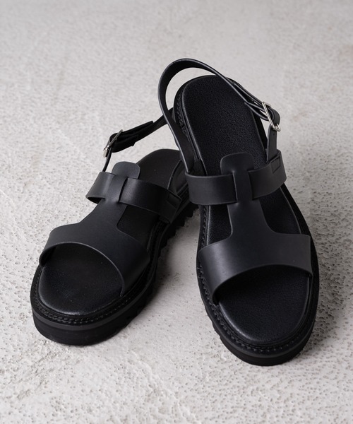 INTER FACTORY（インターファクトリー）の「WEARISTA れぽすけ - オーバーラップレザーサンダル　made in INTER FACTORY（サンダル・メンズ・ブラック・SMALL/MEDIUM/LARGE）」の13枚目の写真