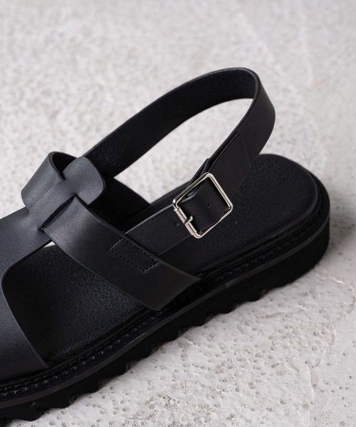 INTER FACTORY（インターファクトリー）の「WEARISTA れぽすけ - オーバーラップレザーサンダル　made in INTER FACTORY（サンダル・メンズ・ブラック・SMALL/MEDIUM/LARGE）」の20枚目の写真