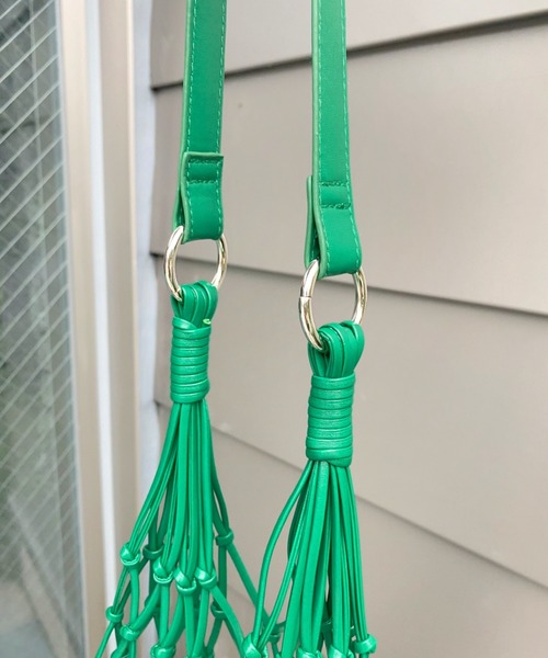 WHO'S WHO gallery（フーズフーギャラリー）の「マクラメBAG（ハンドバッグ・レディース・オレンジ/グリーン・FREE）」の6枚目の写真