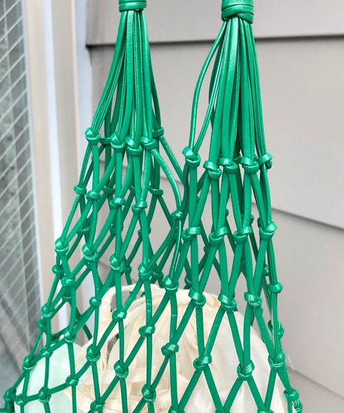 WHO'S WHO gallery（フーズフーギャラリー）の「マクラメBAG（ハンドバッグ・レディース・オレンジ/グリーン・FREE）」の7枚目の写真