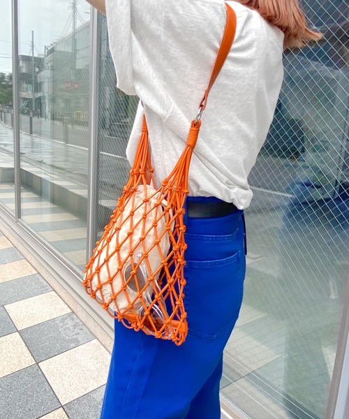 WHO'S WHO gallery（フーズフーギャラリー）の「マクラメBAG（ハンドバッグ・レディース・オレンジ/グリーン・FREE）」の9枚目の写真