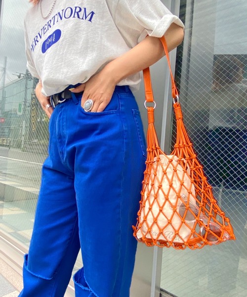 WHO'S WHO gallery（フーズフーギャラリー）の「マクラメBAG（ハンドバッグ・レディース・オレンジ/グリーン・FREE）」の10枚目の写真