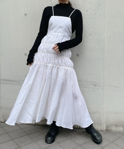 PAIN(ペイン)の「ダンガリーロングキャミドレス(ワンピース・レディース・ブラック/ライトブルー/ホワイト・FREE)」の1枚目の写真