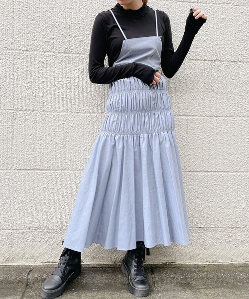 PAIN(ペイン)の「ダンガリーロングキャミドレス(ワンピース・レディース・ブラック/ライトブルー/ホワイト・FREE)」の3枚目の写真