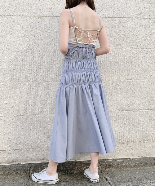 PAIN(ペイン)の「ダンガリーロングキャミドレス(ワンピース・レディース・ブラック/ライトブルー/ホワイト・FREE)」の13枚目の写真