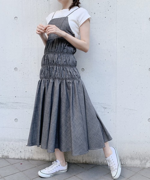 PAIN(ペイン)の「ダンガリーロングキャミドレス(ワンピース・レディース・ブラック/ライトブルー/ホワイト・FREE)」の20枚目の写真