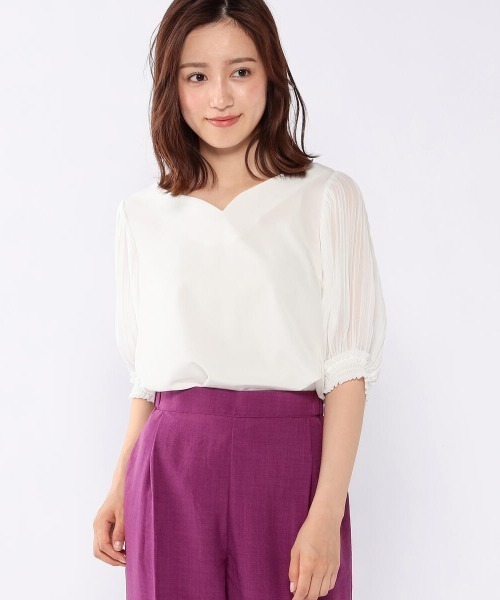 MISCH MASCH（ミッシュマッシュ）の「袖消しプリーツブラウス（シャツ/ブラウス・レディース・ブラック/ホワイト/ライトブルー/ピンク・MEDIUM）」の2枚目の写真