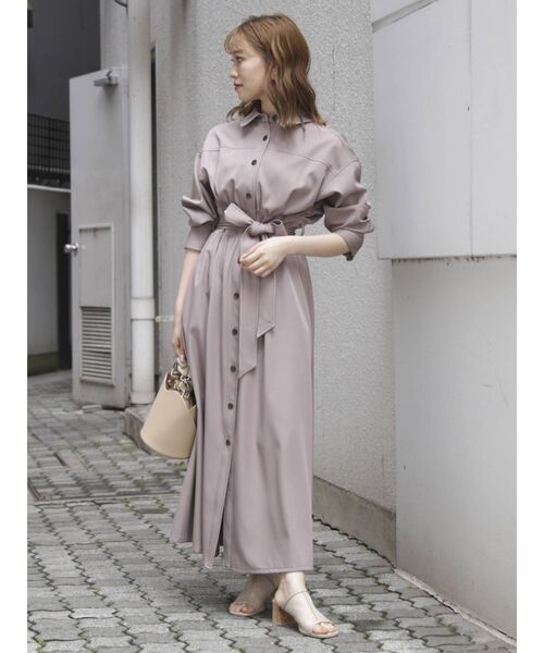 dazzlin（ダズリン）の「ステッチアートシャツワンピース（ワンピース・レディース・ブラック/ベージュ/インディゴブルー/モカ/その他1・FREE）」の7枚目の写真