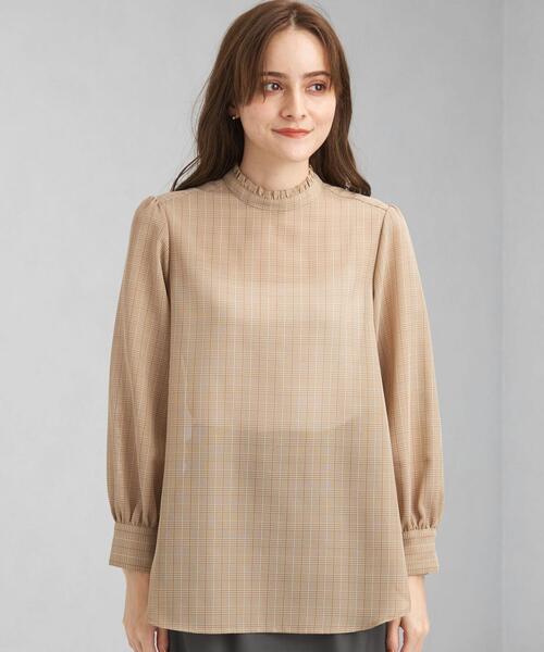 green label relaxing(グリーンレーベルリラクシング)の「チェック スタンド フリル ネック ブラウス(シャツ/ブラウス・レディース・その他1・FREE)」の4枚目の写真