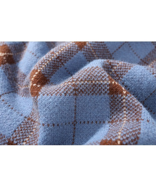 HOOK（フック）の「【HOOK】レトロ古着風チェック柄ベスト（ベスト・メンズ・ブルー/ブラウン・M/L/XL）」の3枚目の写真