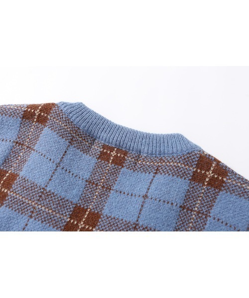 HOOK（フック）の「【HOOK】レトロ古着風チェック柄ベスト（ベスト・メンズ・ブルー/ブラウン・M/L/XL）」の10枚目の写真