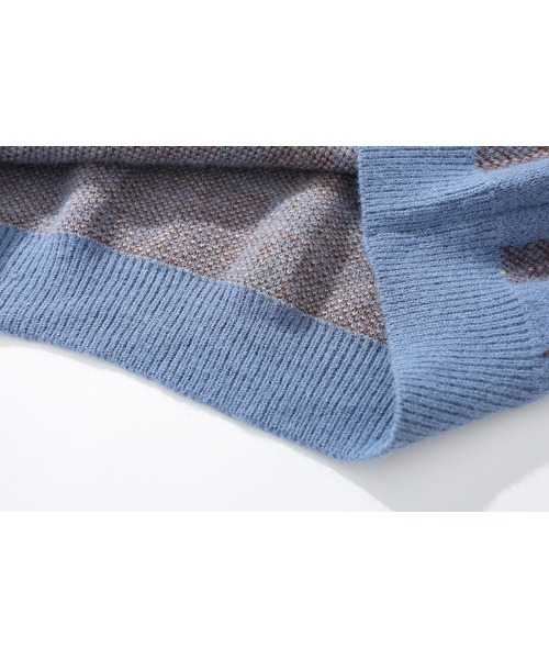 HOOK（フック）の「【HOOK】レトロ古着風チェック柄ベスト（ベスト・メンズ・ブルー/ブラウン・M/L/XL）」の12枚目の写真