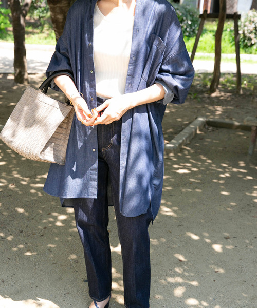 URBAN RESEARCH DOORS（アーバンリサーチドアーズ）の「ライトデニムオーバーシャツワンピース（ワンピース・レディース・ブルー系その他/ブラック・ONE）」の8枚目の写真