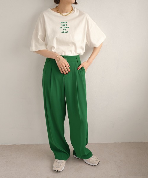 【ANDJMADE】ダブルタックセミワイドスラックスパンツ