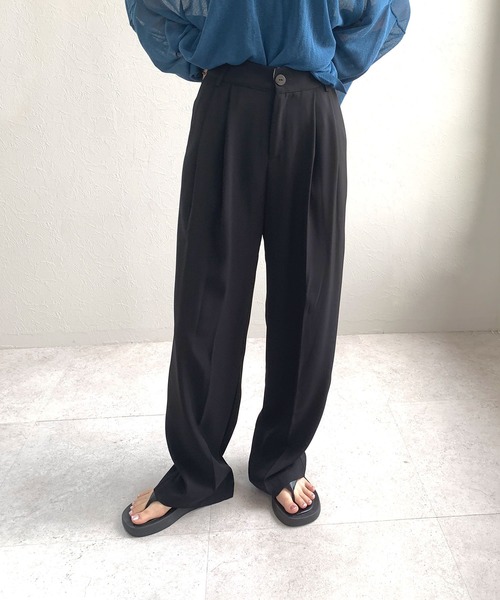 【ANDJMADE】ダブルタックセミワイドスラックスパンツ